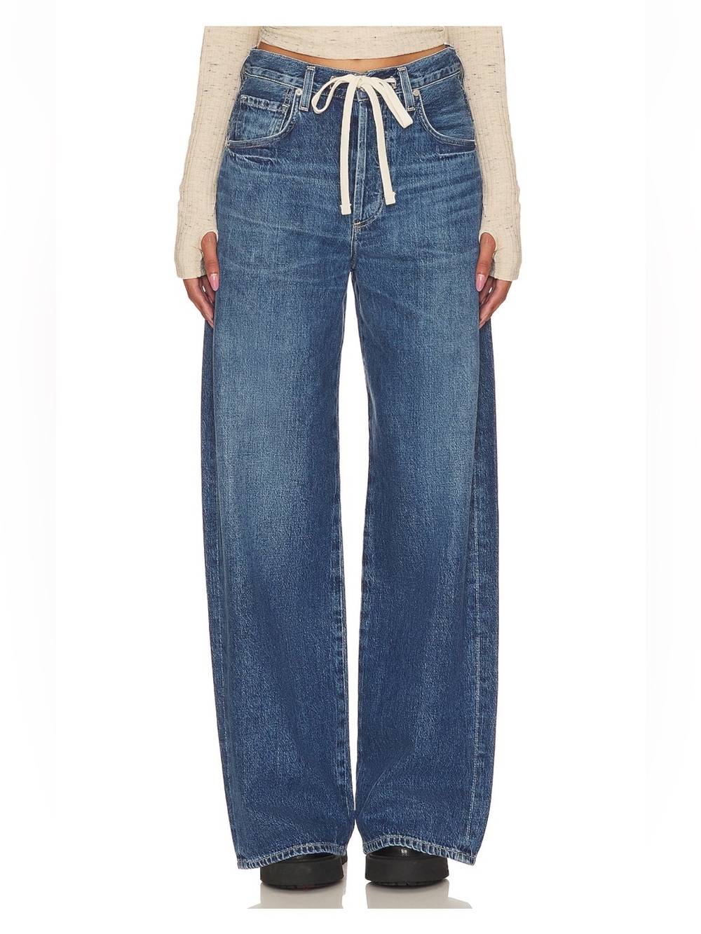 Citizens of Humanity Brynn Drawstring Denim Trouser Wide Leg Size 27 - Picture 3 of 9